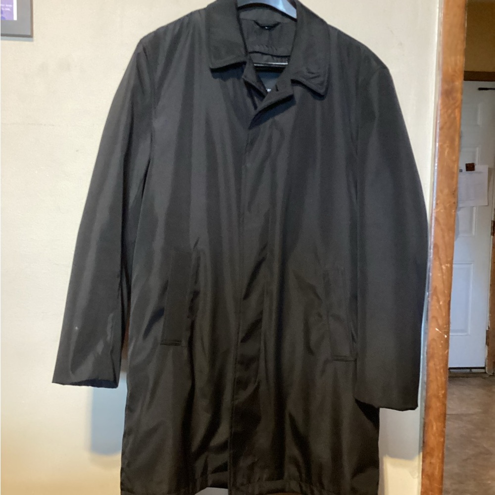 Men’s London Fog Dress Rain Coat w Removable warmer Black Size 42 R